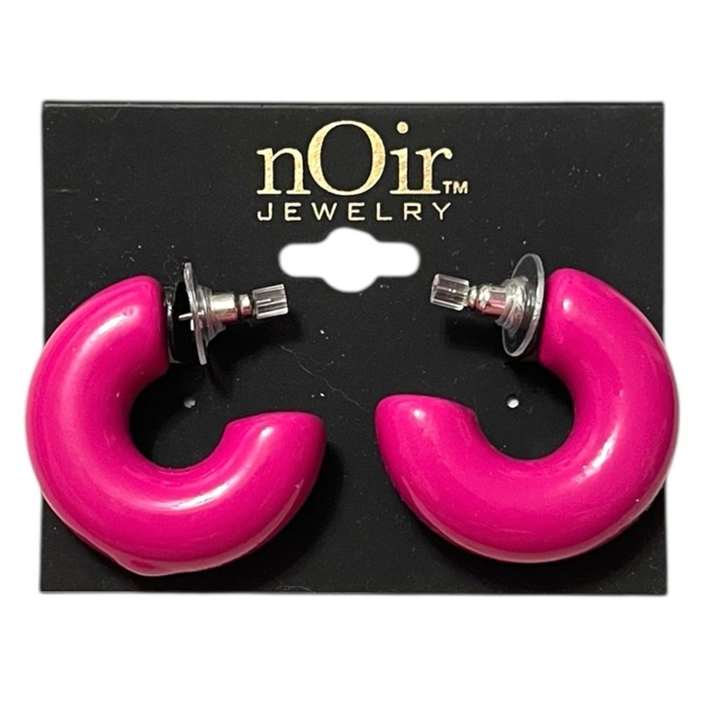 nOir Jewelry Thick Hot Pink Hoop Stud Earrings